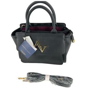 Adrienne Vittadini The Emily Collection Medium Black Satchel Womens Handbag New